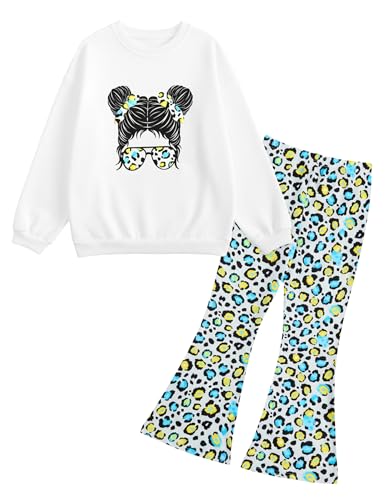 JiAmy Mädchen 2-teiliges Kleidung Bekleidungsset mit Schlaghose 5-12J.