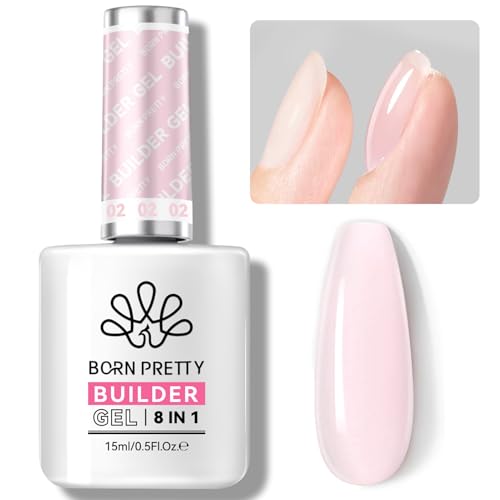 Born Pretty Builder Nail Gel - 8 in 1 Clear Milky Rose Nude Quick Builder Gel für Nägel In a Bottle Aufbaugel für Gelnägel Base Top Coat Poly-Nagelgel Verlängerungsgel Verstärkungsgel Nagelkleber