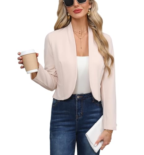 Hobrounn Blazer Damen Lange Ärmel Blazer für Elegant Casual Offene Jackenblazer,Lässig Kurzblazer,Büro Arbeit Jacke