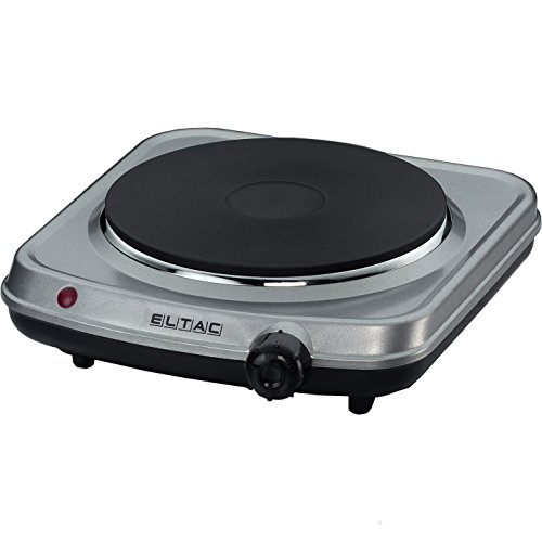 ELTAC Einzelkochplatte EK 18 - 1 Gussheizplatte, stufenlos regelbar, Überhitzungsschutz, 1500 Watt, Silbermetallic