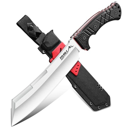 TIVOLI Survivalmesser Outdoor mit G10-Griff, 440C Edelstahl Klinge, Feststehendes Hackmesser für Camping Wandern Dschungel