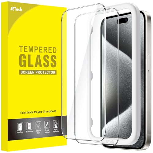 JETech Schutzfolie für iPhone 15 Pro 6,1 Zoll, Blasenfrei, Panzer Schutz Glas Folie Displayschutz mit Einfaches Installationswerkzeug, Hat Keinen Einfluss auf die Hülle, HD Klar, 2 Stück