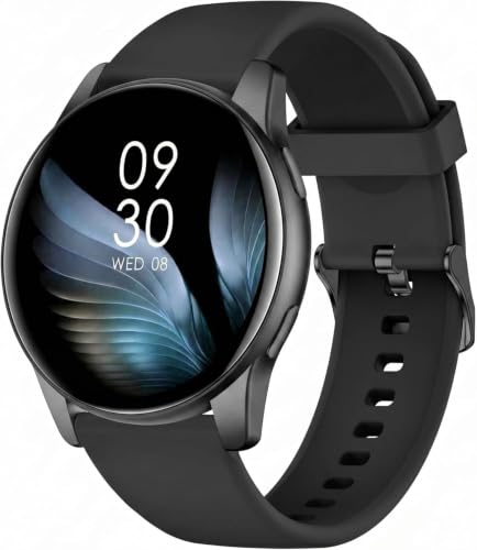 AcclaFit Smartwatch Damen Herren, 1.38 Zoll HD-Display Smart Watch mit Bluetooth Anrufe, Fitness Tracker mit Herzfrequenz SpO2 Schlafmonitor Schrittzähler, IP68 Wasserdicht Fitnessuhr für iOS Black