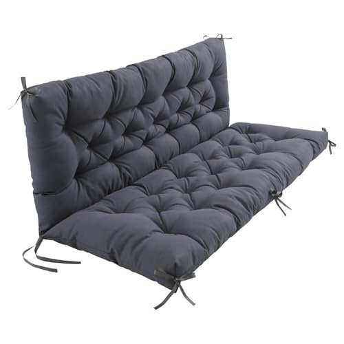 EBETA Gartenbankauflage, Outdoor Bankauflagen Sitzkissen und Rückenkissen für Bank Gartensofakissen Sitzkissen für Gartenschaukel Polsterauflage für Hollywoodschaukel (Grau, 100 * 50 * 50 cm)