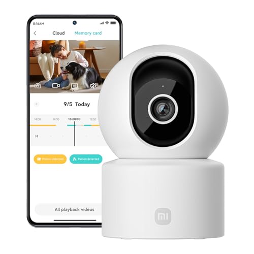 XIAOMI C302 Überwachungskamera Innen 2K 3MP, WLAN Kamera, 360Grad Kamera Überwachung Innen für Hausstier, Babyphone mit KI-Erkennung und Verfolgung, Physische Objektivabdeckung, Farb Nachtsicht