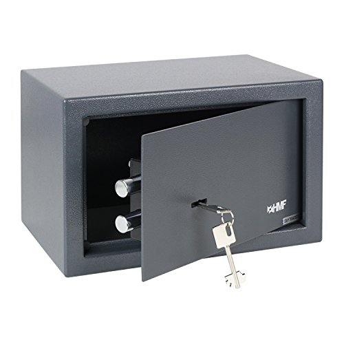 HMF 49200-11 Safe Tresor mit Schlüssel, Möbeltresor | 31 x 20 x 20 cm | Anthrazit
