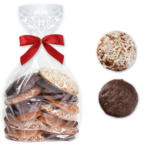 Oblaten Lebkuchen Bruch - 12 Stück - 400g - Gemischt | Feine Oblatenlebkuchen Schoko Zuckerglasur Feine Oblaten-Lebkuchen Glasiert Zartbitter Naturell Lebkuchen mit Oblaten von LEBKUCHEN WELT