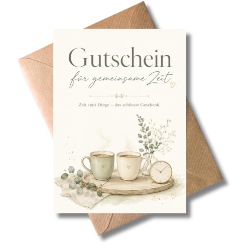 WBdesignz stilvolle Gutscheinkarte mit Umschlag - Geschenk Gutschein für gemeinsame Zeit zum Geburtstag Jahrestag Geschenkidee - Aktivitäten - Geburtstagskarte - Für Männer Frauen Freunde (DIN A6)