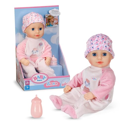 Baby Born Anna Rose 36 cm Stoffpuppe mit Schlafaugen und Fläschchen