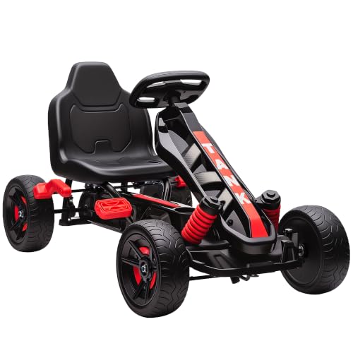 AIYAPLAY Gokart Tretauto mit Handbremse für Kinder 3-6 Jahren Rot