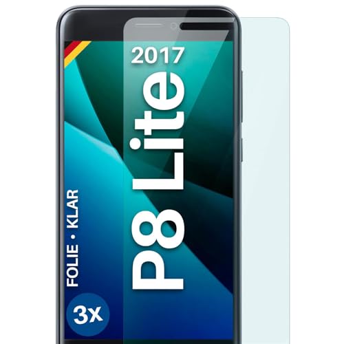 moex für Huawei P8 Lite 2017 Schutzfolie Displayschutz Folie Ultra-klar HD 0,2 mm kompatibel mit jeder Hülle, Anbringen ohne Blasen, Handyfolie Extra Kratzfest, FlexProtect 3 Stück