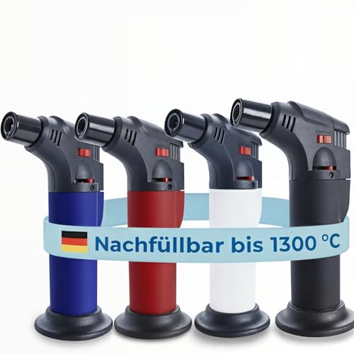 UNILITE Feuerzeug MIT Gas - Sturmfeuerzeug Gas Brenner mit Jet Flamme – nachfüllbar – 4 Stück im Set – Jetflame – Nachfüller – Elektronik Feuerzeug - Feuerzeuge