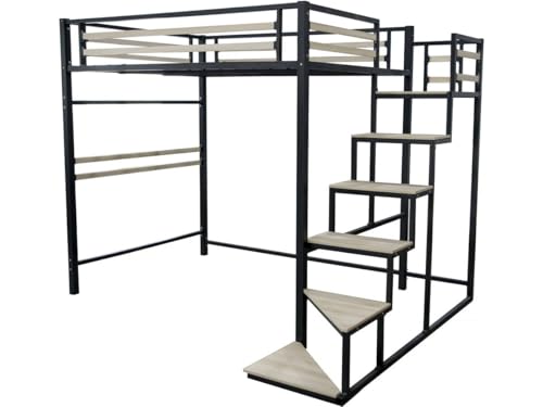 Habitat et Jardin Hochbett aus Metall mit Treppe Lena - 140 x 200 cm - Schwarz