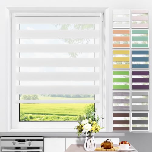 Allesin Doppelrollo Klemmfix ohne Bohren & mit Bohren, Duo Rollos für Fenster und Tür, Klemmrollo Fensterrollo lichtdurchlässig Sichtschutz, B45 x H150cm (Stoffbreite 45cm) Weiß