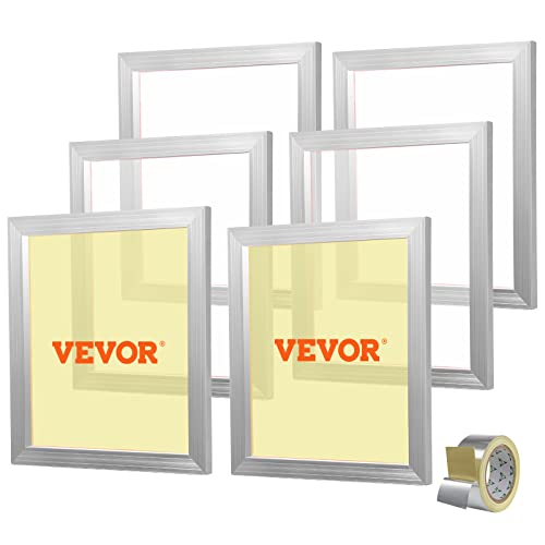 VEVOR 6 Stk. Aluminiumlegierung Siebrahmen Siebdruckpresse 45,7 x 50,8 cm, Siebdruckmaschine Zubehör 160 Mesh, Säureresistenz & nicht Verformbar für Kissenbezügen, Stoffen, Papier, Kopierpapier usw.