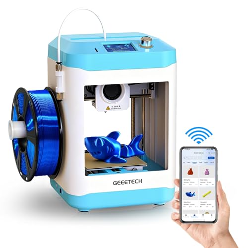 GEEETECH M1S 3D-Drucker mit Wi-Fi, mit intelligenter Steuerung, 3D Drucker für Anfänger, Doppelantrieb Direktantrieb-Extruder-3D-Drucker 250 mm/s für 3D Printer mit Farbbildschirm M1 Blau