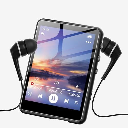 SWOFY 128GB MP3-Player, Bluetooth 5.3, 2,4-Zoll Touchscreen, HiFi-Klang, eingebauter Lautsprecher, Aufnahme, FM-Radio, Kann auf 512 GB erweitert Werden, kindergerecht (Schwarz)