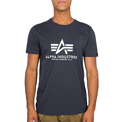 Alpha Industries Herren Basic T-Shirt,Blau (Navy 02), Medium
