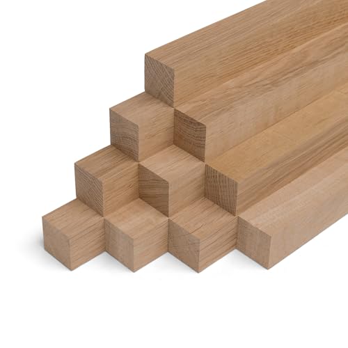 Woodsellers® 10er‑Set Holzleisten Eiche gehobelt 500 × 40 × 40 mm – Massivholzleisten naturbelassen & verleimfertig – für Möbelbau, Innenausbau & DIY