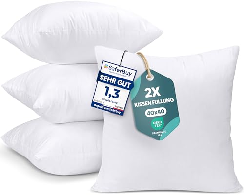 Utopia Bedding 4er Set Kissenfüllung 40 x 40 cm, Innenkissen Füllkissen Kopfkissen Sofakissen (Weiß)