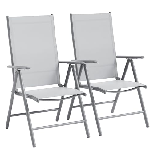 GarveeLife Klappbar Gartenstuhl 2er Set,8-Fach Verstellbar Rückenlehne