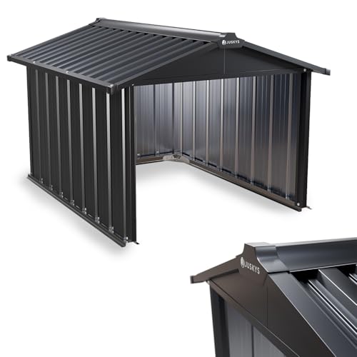 Juskys Metall Mähroboter Garage mit Satteldach - 75x85x63 cm - Sonnen- & Regenschutz für Rasenmäher - anthrazit - Rasenroboter Carport