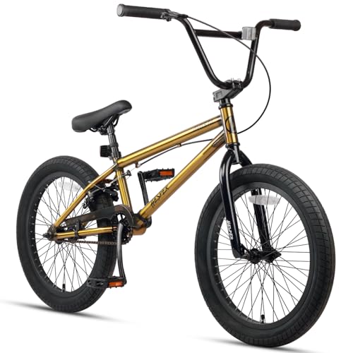 AVASTA Hesper 20 Zoll Kinderfahrrad Freestyle BMX Fahrräder für 6 7 8 9 10 11 12 13 14 Jahre alte Jungen und Anfänger,Gold