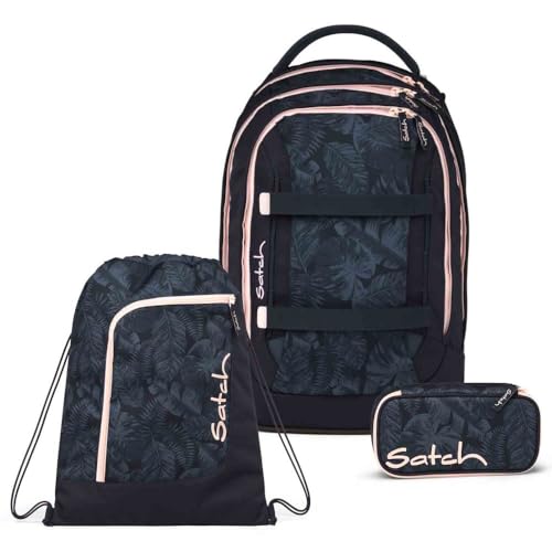 Satch Pack Schulrucksack Set 3tlg. inkl. Schlamperbox und Sportbeutel (Midnight Jungle)