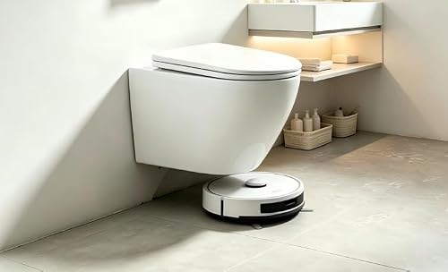 Spülrandlose Toilette mit Toilettendeckel,Hänge-WC aus Keramik, Moderne Toilette WC Set,Toilettendeckel D Form (Weiß)