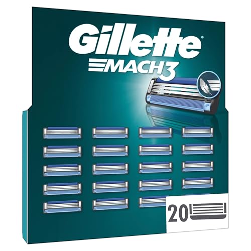 Gillette Mach3 Rasierklingen für Männer, 20 ORIGINAL Gillette Ersatzklingen, Klingen für Herren mit Gleitstreifen für ein Sanftes Gleiten und NEUER Klingenbeschichtung