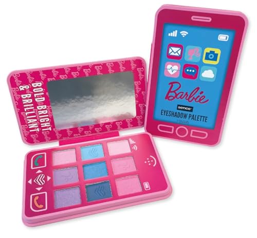 Barbie Lidschattenpalette 9 Farben Pink Dreams, Schminkspiegel, Schminke, Lidschatten Palette, vegan Schminkset, Lila Glitter, Sence Makeup Beauty Kosmetik (1 Stk)