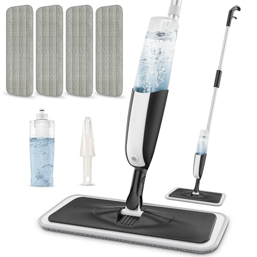MANGOTIME Wischer mit Sprühfunktion Sprühwischer Bodenwischer Wischmopp mit Sprühfunktion Spray Mop Nasswischer Bodenwischer mit Wassertank und 4 wischpads für die Reinigung der meisten Bodenarten