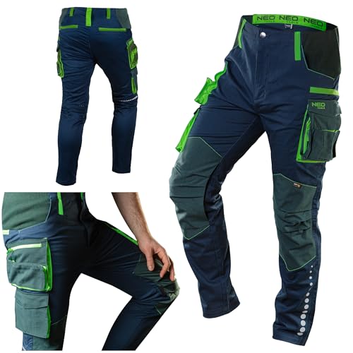 NEO TOOLS Herren Premium Arbeitshose oder Set mit Jacke Gr. XS-3XL / 3% Elasthan, modisches Design, Hose - Knieschutztaschen und mit Cordura verstärkt