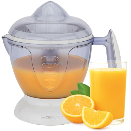 Clatronic® Saftpresse elektrisch | automatische Start-/Stoppfunktion | 1,2 Liter Orangensaftpresse | inkl. 2 Presskegel | Aromadeckel | Rechts-Linkslauf | Orangenpresse elektrisch | ZP 3066
