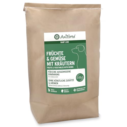AniForte Barf Zusatz für Hunde Früchte und Gemüse mit Kräutern 5kg - Naturprodukt, Barf Ergänzungsfutter, glutenfrei, Flocken ohne künstliche Zusätze, 100% Natur Ergänzung barfen, Futter