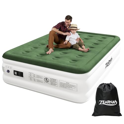 Zearna Luftbett 2 Personen, 191x137x46cm Luftmatratze Selbstaufblasend, Aufblasbare Matratze mit integrierter Elektropumpe, Praktisches Gästebett für Camping, Reise und Heimgebrauch