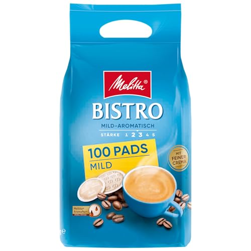 Melitta Cafe Bistro Röstkaffee in Kaffee Pads Maschine, sanfte Röstung, geröstet in Deutschland, Mild Aromatisch, 100 Stück (1er Pack)