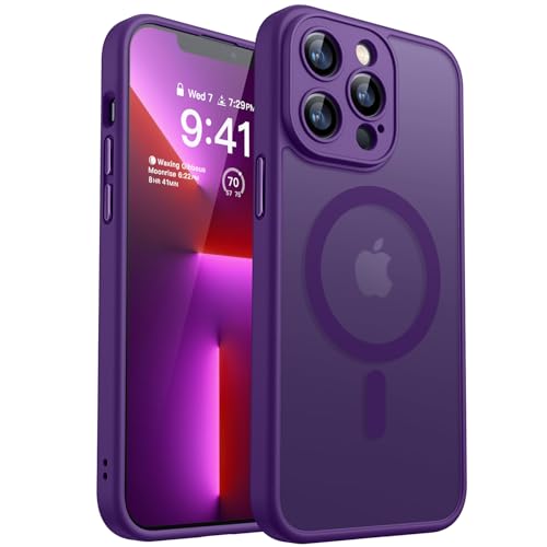 CANSHN 2024 Neu für iPhone 13 Pro Max Hülle mit Kameraschutz für Magsafe (TOP Militärschutz & Magnetkraft) Extrem Haltbarkeit Hülle iPhone 13 ProMax Case Stoßfest, Dunkelviolett