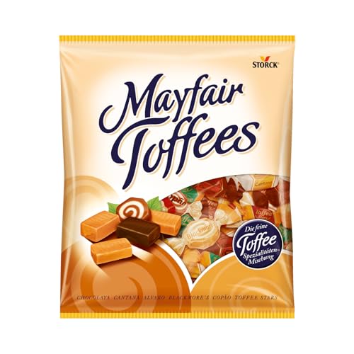 Mayfair Toffees – 1 x 490 g – Karamell Toffee-Bonbon-Mischung mit verschiedenen Geschmacksrichtungen – Einzeln verpackte Süßigkeiten