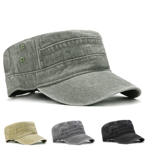 CWENDANER Klassische Premium Military Style Cap - Vintage Washed Modische Militärmütze, Unisex, Einfarbig, Einheitsgröße Baseball