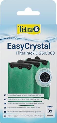 Tetra EasyCrystal Filter Pack C250/300 Filtermaterial mit Aktiv-Kohle, Filterpads für EasyCrystal Innenfilter, geeignet für Aquarien von 15-60 Liter, 3 Stück, grün