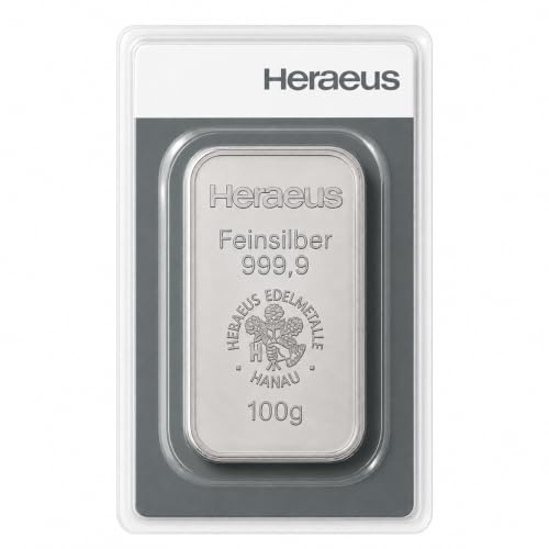 100g Silberbarren Heraeus im Blister