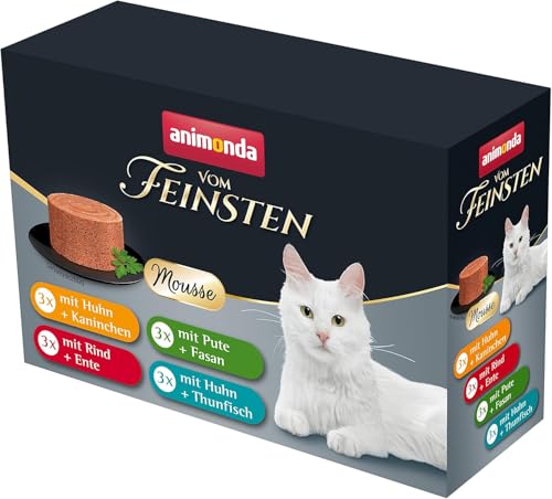 animonda Vom Feinsten Adult Katzenfutter Mousse-Vielfalt (12 x 85 g), Nassfutter für ausgewachsene Katzen, ohne Getreide und Zucker, luftig zarte Konsistenz