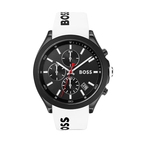 BOSS Chronograph Quarz Uhr für Herren mit Weisses Silikonarmband - 1513718