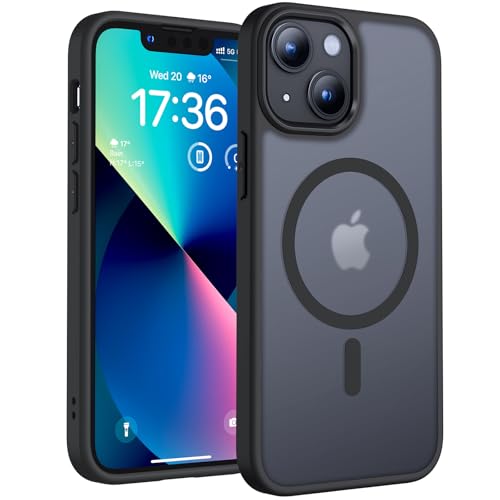 TOCOL für iPhone 13 Mini Hülle für Magsafe, Stoßfest Anti-Fingerabdruck Kratzfest Transluzente Rückseite rutschfest Matt Magnetisch Handyhülle für iPhone 13 Mini Case, Schwarz