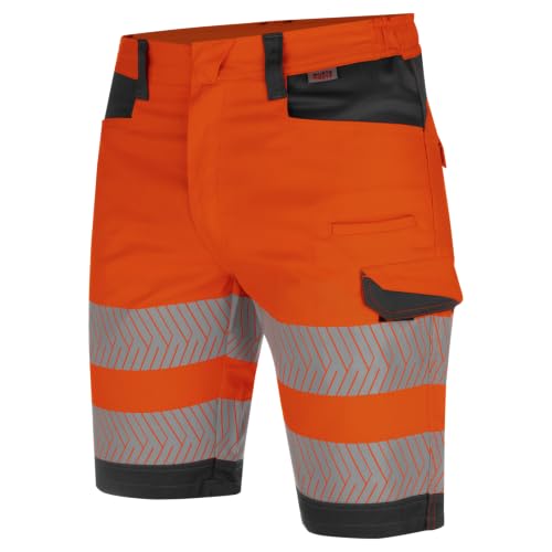 WÜRTH MODYF Shorts Fluo EN 20471 - professionelle Arbeitshose für Herren - Warnschutzhose mit Reißverschluss - in der Größe 52 in Orange