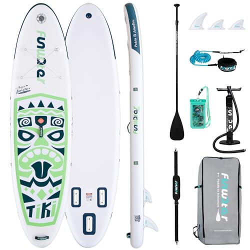 FunWater aufblasbares Stand-Up Paddle Board für alle Könnensstufen, ideal für Einsteiger & Familien, mit Anti-Rutsch Eva-Deck, Paddel, Pumpe & komplettem Zubehör