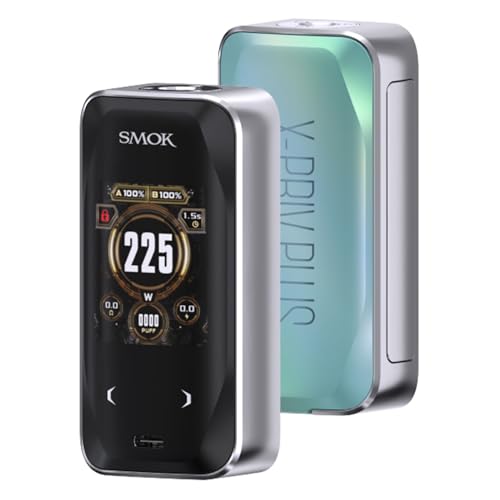 SMOK X-Priv Plus Mod 225W Unterstützung 18650 Batterie (nicht enthalten) Unterstützung TF-D Sub Tank/TFV9 Tank/TFV18 Mini Tank E-Zigaretten Box Mod Vape DTL Vaporizer Kein Nikotin (Mineral Green)