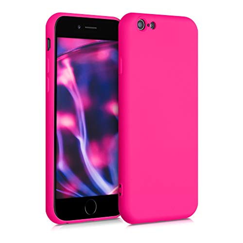 kwmobile Hülle kompatibel mit Apple iPhone 6 / 6S Hülle - gummierte TPU Silikon Handyhülle - Schutzhülle für kabelloses Laden - Case in Neon Pink