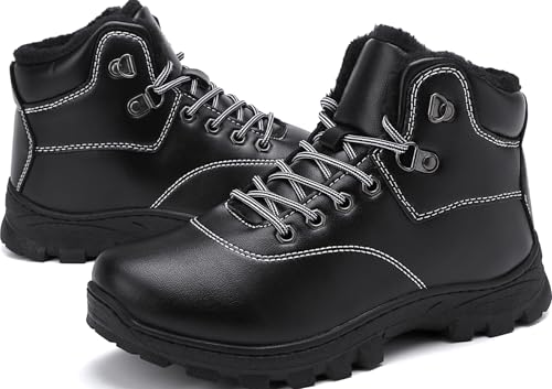 ricema Winterschuhe Herren Damen – Warm Gefüttert Winterstiefel Schneestiefel Leicht Rutschfest Outdoor Wanderschuhe, Trekking Stiefel für Schnee & Alltag, Schwarz 45 EU